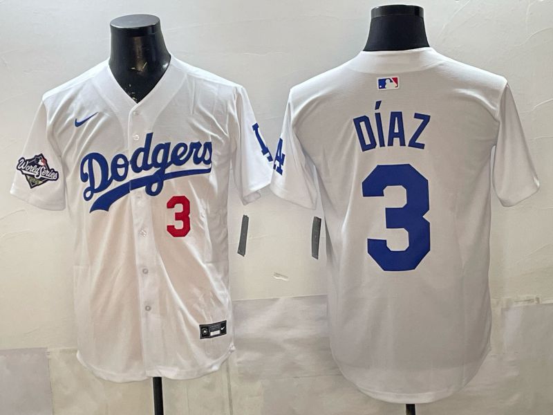 Men Los Angeles Dodgers #3 Diaz White Game 2026 Nike MLB Jersey style 06